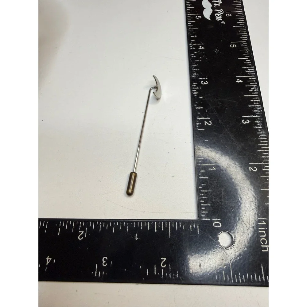 Silver Tone Crescent Moon Stick Pin Celestial Minimalist Lapel Scarf Accessory
